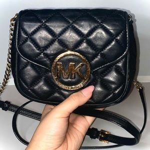 Mk black cross body bag with gold hardware
